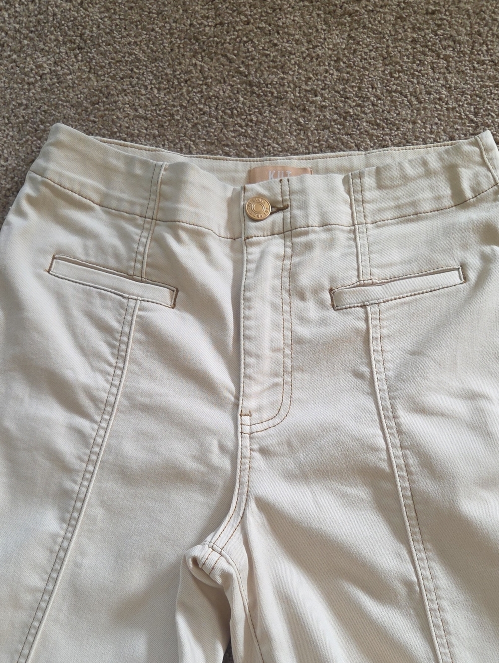 Kut From The Kloth Cream With Light Brown Stitching Wide-Leg Pants Size 4